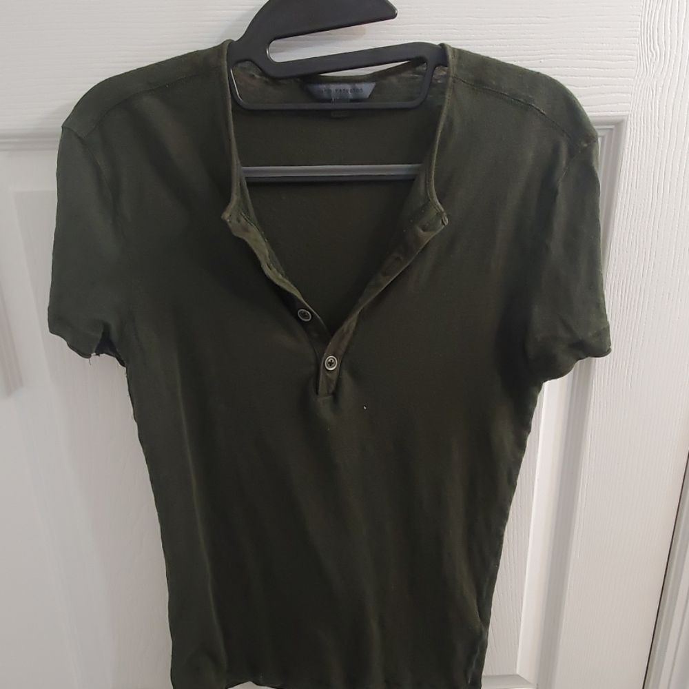 John Varvatos Deep Neck Green Polo